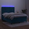 vidaXL Boxspringbett mit Matratze & LED Dunkelblau 140x200 cm Samt