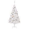 vidaXL K&uuml;nstlicher Weihnachtsbaum mit Beleuchtung & Kugeln Wei&szlig; 210 cm