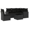 vidaXL 6-tlg. Garten-Sofagarnitur mit Kissen Schwarz Poly Rattan