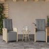 vidaXL 3-tlg. Bistro-Set mit Kissen Beigemischung Poly Rattan