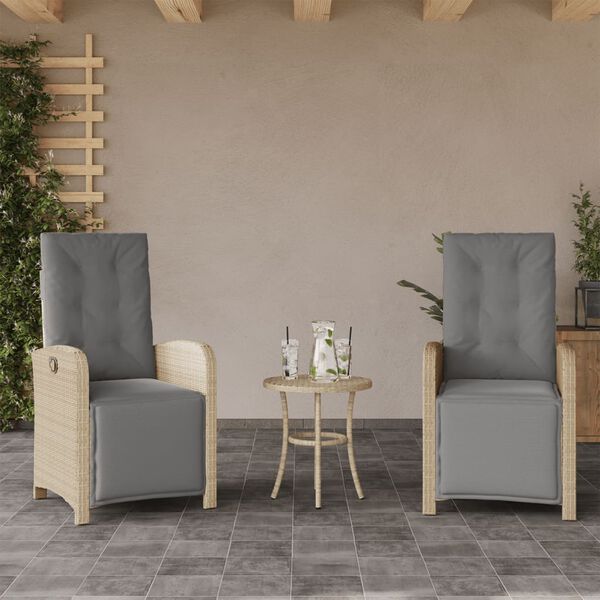 vidaXL 3-tlg. Bistro-Set mit Kissen Beigemischung Poly Rattan