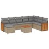 vidaXL 9-tlg. Garten-Sofagarnitur mit Kissen Beige Poly Rattan
