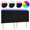 vidaXL LED Kopfteil Schwarz 203x16x118/128 cm Samt