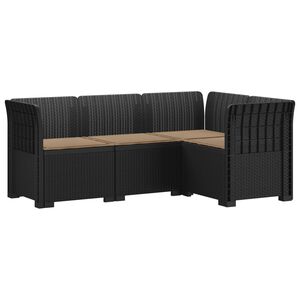 vidaXL 4-Sitzer Gartensofa mit Kissen Rattan-Look PP Anthrazit
