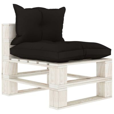 vidaXL Garten-Palettensofa 3-Sitzer mit schwarzen Kissen Holz