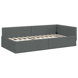 vidaXL Eckbettgestell Dunkelgrau 100 x 203 cm Stoff