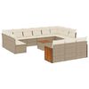 vidaXL 14-tlg. Garten-Sofagarnitur mit Kissen Beige Poly Rattan