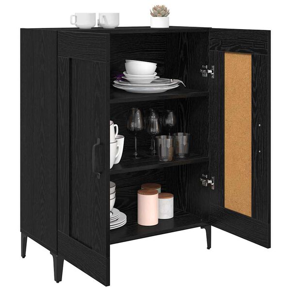 vidaXL Sideboard Schwarz Eichen-Optik 69,5 x 34 x 90 cm Holzwerkstoff