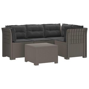 vidaXL 4-Sitzer Garten Sofa mit Kissen Rattan Look PP Hellgrau