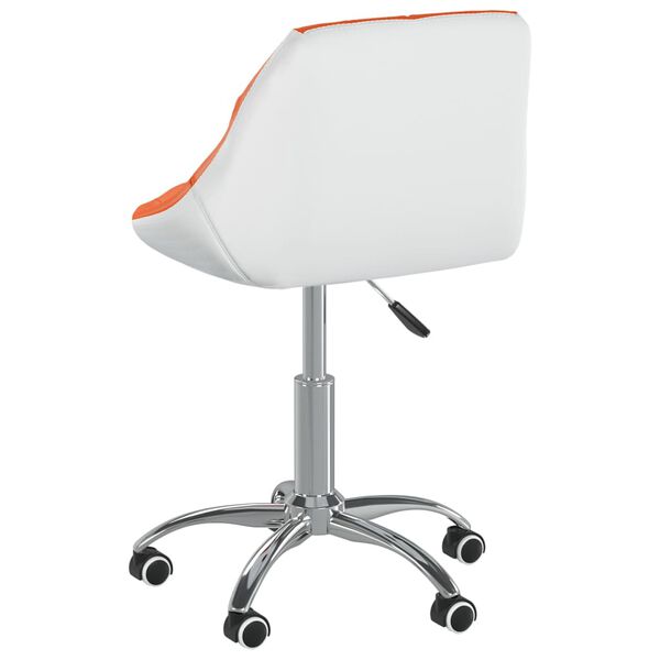 vidaXL Esszimmerstuhl Drehbar Orange und Wei&szlig; Kunstleder