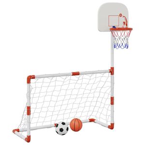 vidaXL Fu&szlig;ball- und Basketball-Set f&uuml;r Kinder mit B&auml;llen 98x50x70 cm