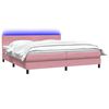 vidaXL Boxspringbett mit Matratze & LED Rosa 200x210 cm Samt