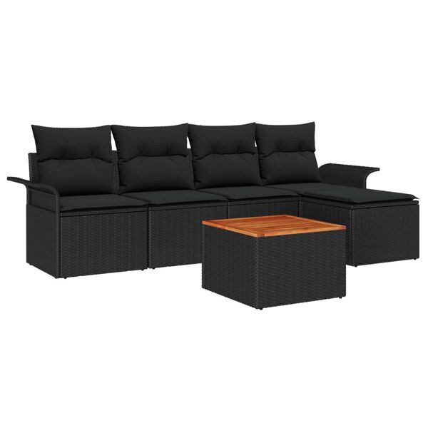 vidaXL Gartensofa-set mit Speicher 6 pcs Schwarz Poly-Rattan