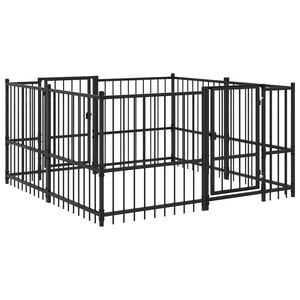 vidaXL Outdoor Welpenauslauf Schwarz 192 x 192 x 100 cm Stahl