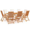 vidaXL 9-tlg. Garten-Essgruppe mit Kissen Massivholz Teak