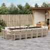 vidaXL 17-tlg. Garten-Essgruppe mit Kissen Beige Poly Rattan