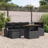 vidaXL Garten-Sofa-Set mit Kissen 7 pcs Schwarz