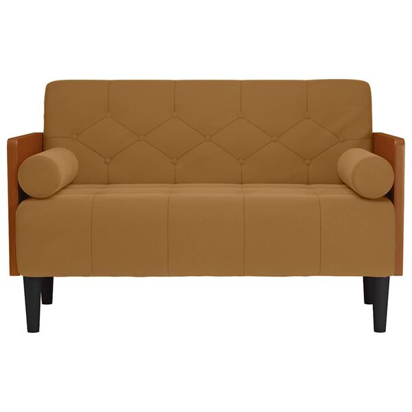 vidaXL Zweisitzer-Sofa mit Nackenrollen Braun 110 cm Samt