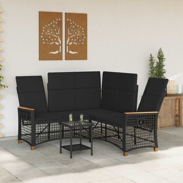 vidaXL Garten Liegesofa Set Schwarz 164 x 164 x 112 cm Poly-Rattan