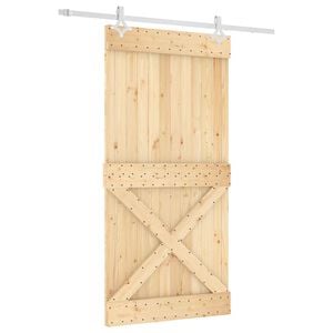 vidaXL Schiebet&uuml;r Nat&uuml;rlich und Wei&szlig; 100 x 210 cm Massivkiefer