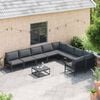 vidaXL Gartensofa-set mit Kissen 10 pcs Schwarz Stahl