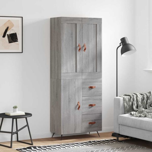 vidaXL Highboard Grau Sonoma 69,5x34x180 cm Holzwerkstoff