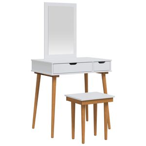 vidaXL Schminktisch-Set FAUSKE 3 pcs Wei&szlig; 76 x 50 x 143 cm
