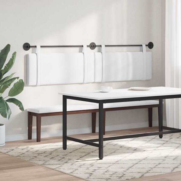 vidaXL H&auml;ngevorderseite Wandmontiert Uni Wei&szlig; 210 x 55 x 5 cm Stoff