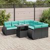 vidaXL 9-tlg. Garten-Sofagarnitur mit Kissen Schwarz Poly Rattan