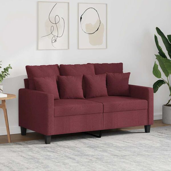 vidaXL 2-Sitzer-Sofa Weinrot 120 cm Stoff