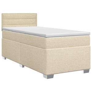 vidaXL Boxspringbett mit Matratze mit Kopfteil Creme 80 x 200 cm Stoff