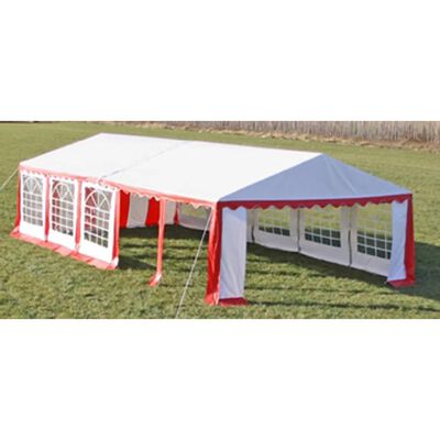 Ersatzdach Dachplane Zeltdach Seitenteile 10 x 5 m Rot&Weiß