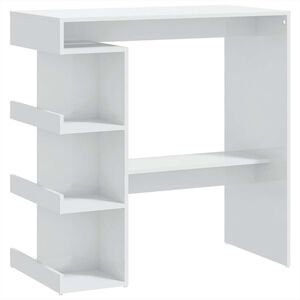 vidaXL Bartisch mit Regal Hochglanz-Wei&szlig; 100x50x101,5 cm
