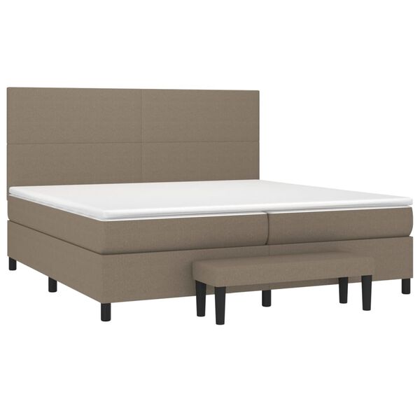 vidaXL Boxspringbett mit Matratze Taupe 200x200 cm Stoff