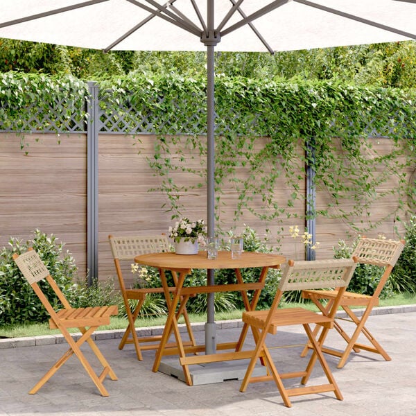 vidaXL 5-tlg. Garten-Essgruppe Beige Poly Rattan und Massivholz