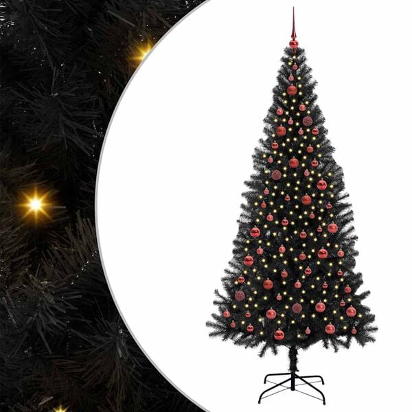 vidaXL Weihnachtsbaum mit 300 LEDs mit St&auml;nder Schwarz 210 cm PVC