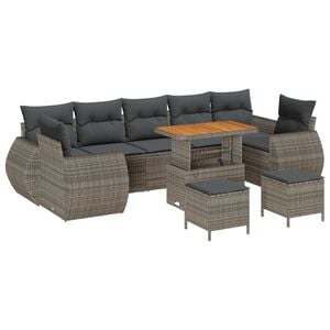 vidaXL Gartensofa-set 10 pcs Grau Poly-Rattan