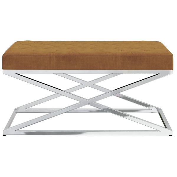 vidaXL Sitzbank Braun Samt und Edelstahl