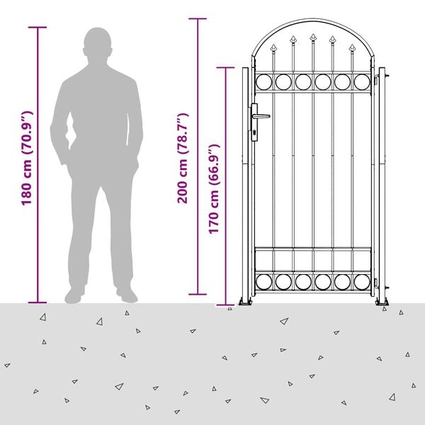 vidaXL Zaunpfosten mit Schloss Grau 200 x 88 x 14 cm Stahl