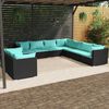 vidaXL 9-tlg. Garten-Lounge-Set mit Kissen Schwarz Poly Rattan