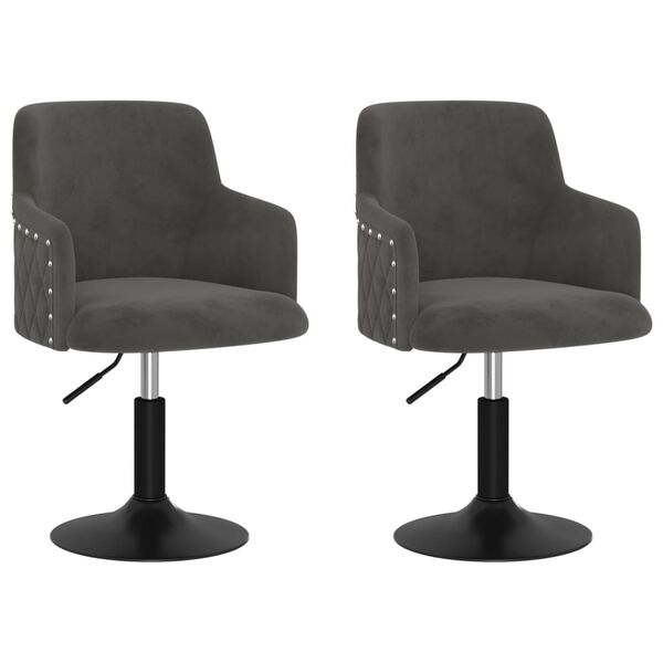 vidaXL Esszimmerst&uuml;hle 2 Stk. Drehbar Dunkelgrau Samt