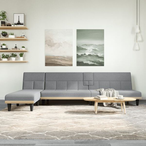 vidaXL Schlafsofa in L-Form Hellgrau 255x140x70 cm Stoff
