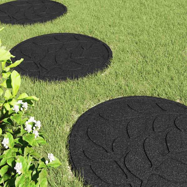 vidaXL Gehwegstein 6 pcs Schwarz &Oslash; 44 x 2 cm Gummi