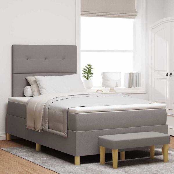 vidaXL Boxspringbett mit Matratze Taupe 120 x 200 cm Stoff