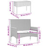 vidaXL Gartenbank 2-Sitzer mit Kissen und Tisch Grau Poly Rattan