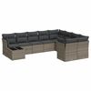 vidaXL 10-tlg. Garten-Sofagarnitur mit Kissen Grau Poly Rattan