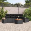 vidaXL Garten-Sofa-Set mit Kissen 6 pcs Schwarz Poly Rattan