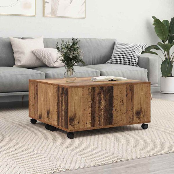 vidaXL Couchtisch mit Schubladen Altholz 75 x 75 x 38 cm Holzwerkstoff