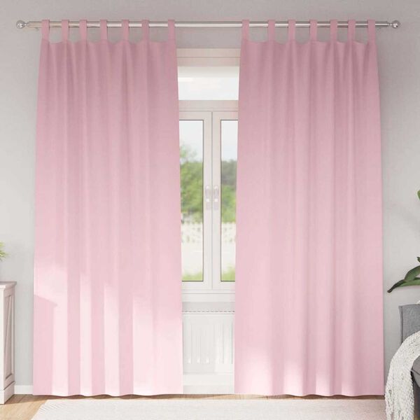 vidaXL Verdunkelungs-Vorh&auml;nge mit Ringen 2 pcs Babyrosa 245 x 140 cm