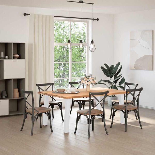 vidaXL Esstisch mit Baumkante 180x120x74 cm Massivholz Eiche Rechteckig